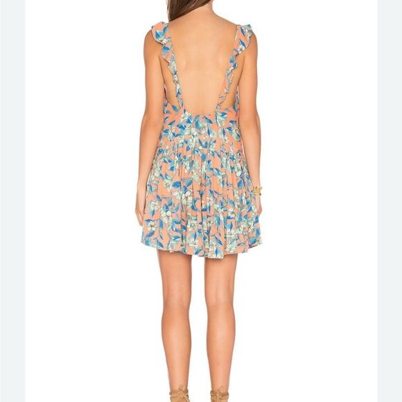 NWT FREE PEOPLE Dear You Dress Drawstring Waist Ruffle Straps Rayon Orange M nwt - Picture 11 of 11